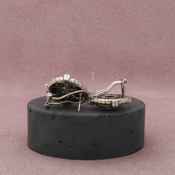 sterling silver pave cz omega-back earrings - Picture 3 of 3